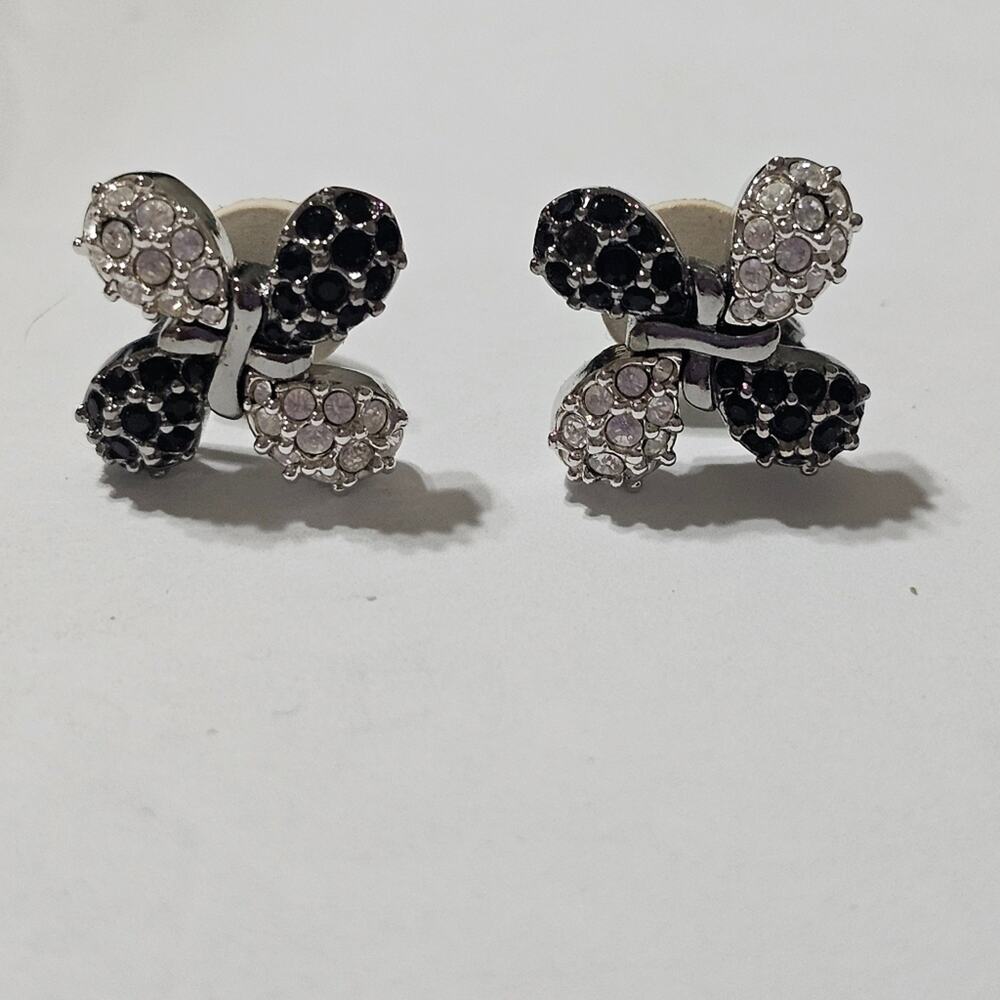 WHBM Black and White X Clip Earrings
